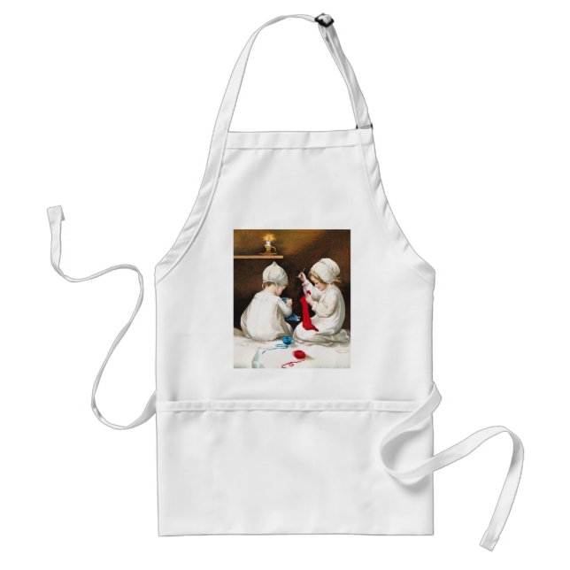 Ellen H. Clapsaddle: Flickor som syr strumpor Förkläde (Framsidan)