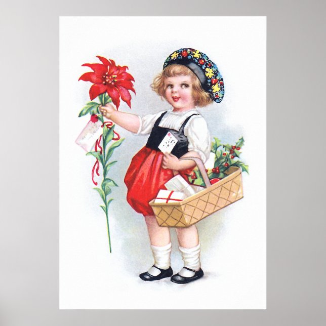 Ellen H. Clapsaddle: Girl with Poinsettia Poster (Framsidan)