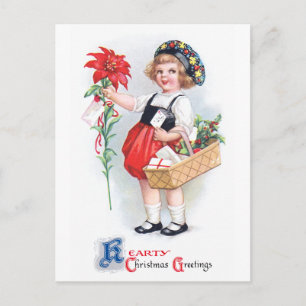 Ellen H. Clapsaddle: Girl with Poinsettia Vykort