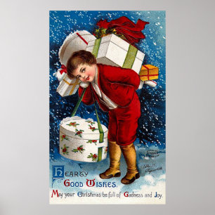 Ellen H. Clapsaddle - jul som shoppar pojken Poster