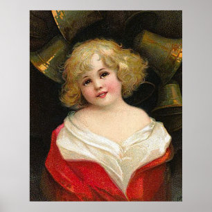 Ellen H. Clapsaddle - Julflicka med Klockor Poster