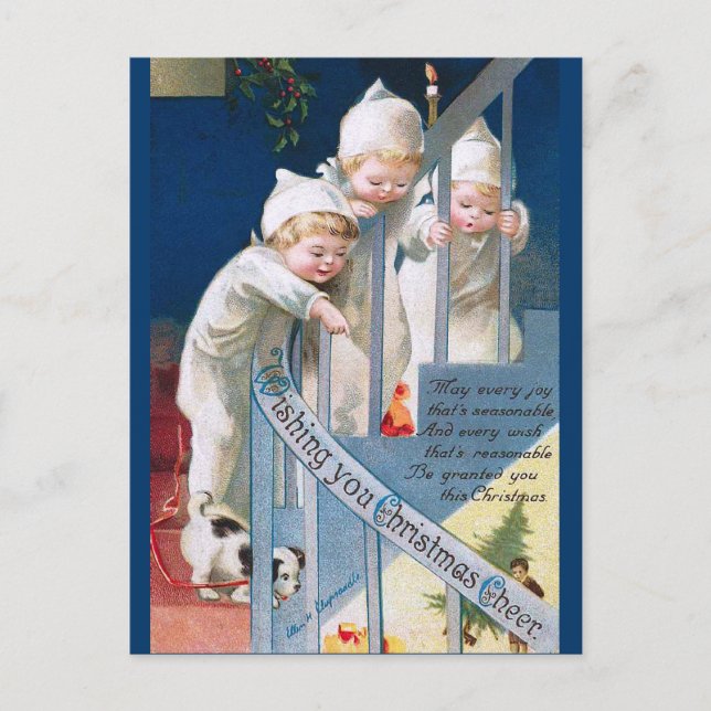 Ellen H. Clapsaddle: Julskål Helg Vykort (Framsida)