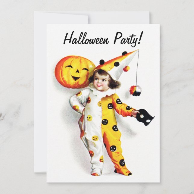 Ellen H. Clapsaddle: Lite Halloween Harlequin Inbjudningar (Framsida)