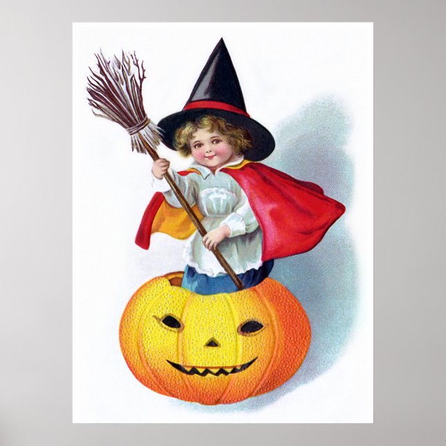 Ellen H. Clapsaddle: Little Pumpkin Witch Poster (Framsidan)