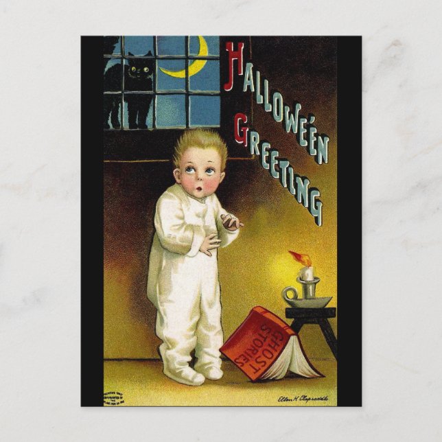 Ellen H. Clapsaddle: Spooky Halloween Vykort (Framsida)