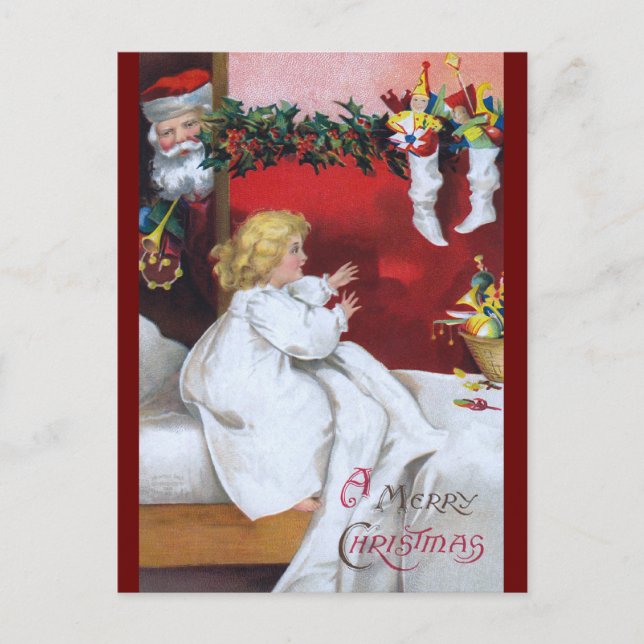 Ellen H. Clapsaddle: Watching Santa Helg Vykort (Framsida)