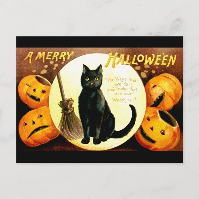 Ellen H. Kluffare: Halloween Cat Vykort (Framsida)
