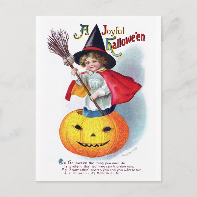 Ellen H. Kluffare: Little Pumpkin Witch Vykort (Framsida)