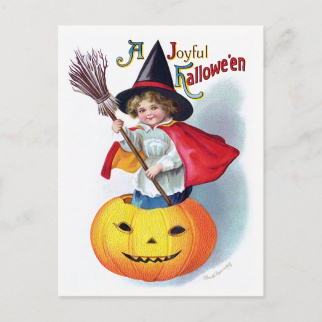 Ellen H. Kluffare: Little Pumpkin Witch Vykort (Framsida)