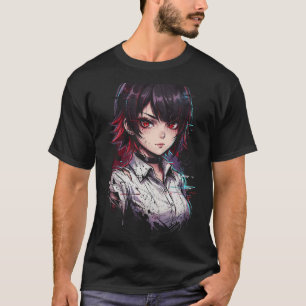 Ellen Joe ZZZ Svart Hår Röda Högdagrar Hajflosse H T Shirt