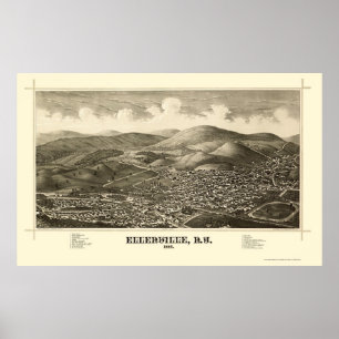 Ellenville panorama- karta för NY - 1887 Poster