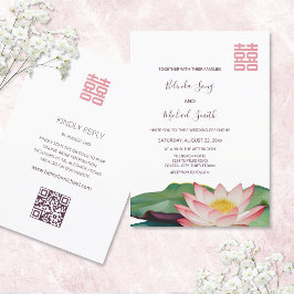 ELLER-kod | Lotus Flower Chinese Bröllop Inbjudningar