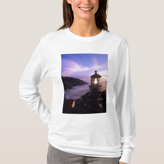 ELLER, Oregon Kusten, Heceta Head Lighthouse, på T-shirt (Framsida)