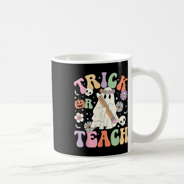 Eller Teach Cute Teacher Halloween Retro Blommigt  Kaffemugg (Höger)