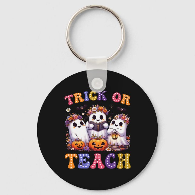 Eller Teach Halloween Ghost Pumpkin Spooky Teacher Nyckelring (Framsida)