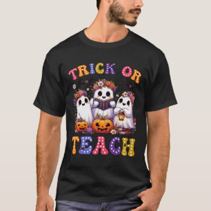 Eller Teach Halloween Ghost Pumpkin Spooky Teacher T Shirt