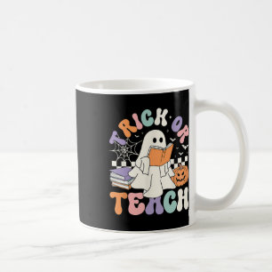 Eller Teach Spooky Teacher Cute Ghost Read Bok Hal Kaffemugg