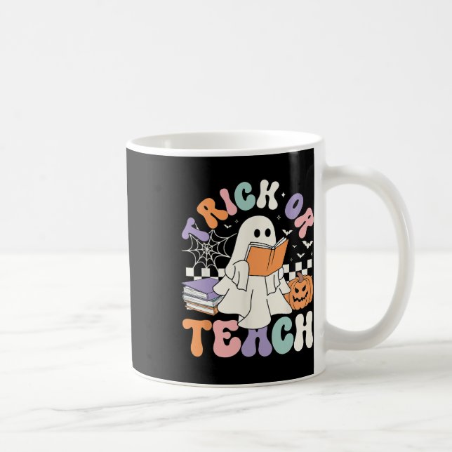 Eller Teach Spooky Teacher Cute Ghost Read Bok Hal Kaffemugg (Höger)