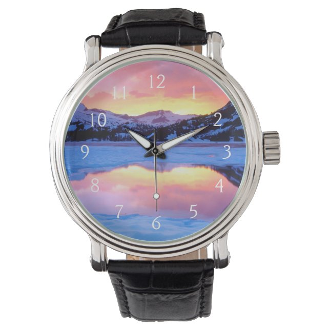 Ellery Lake vid solnedgång Armbandsur (Framsida)