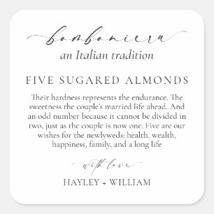 Ellesmere An Italiana Tradition 5 Sugared Almonds Fyrkantigt Klistermärke