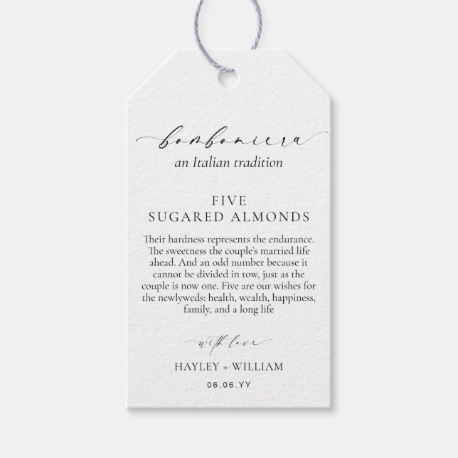 Ellesmere An Italiana Tradition 5 Sugared Almonds Presentetikett (Framsidan)