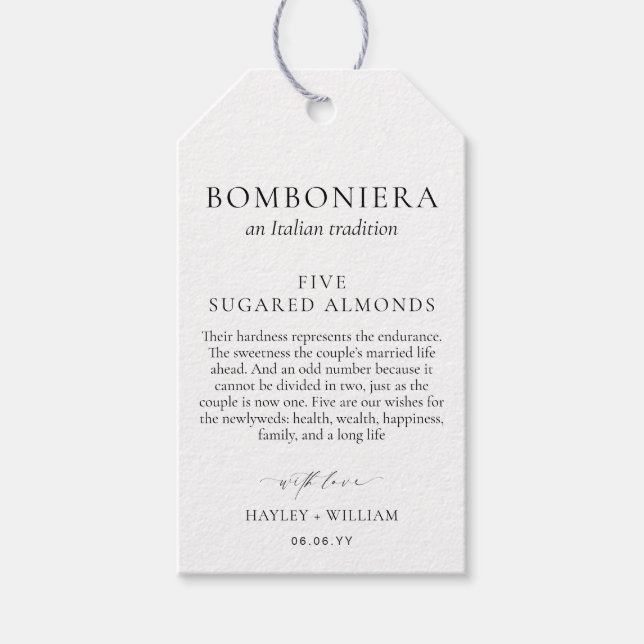 Ellesmere An Italiana Tradition 5 Sugared Almonds Presentetikett (Framsidan)