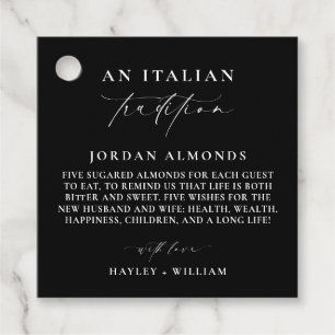 Ellesmere Black Italy Tradition Sugared Almonds Gåvor Etiketter