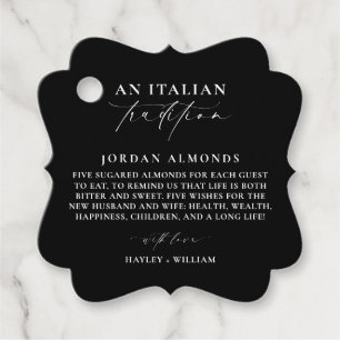 Ellesmere Black Italy Tradition Sugared Almonds Gåvor Etiketter
