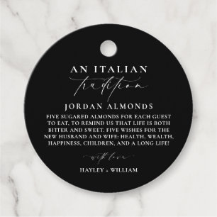 Ellesmere Black Italy Tradition Sugared Almonds Gåvor Etiketter