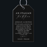 Ellesmere Black Italy Tradition Sugared Almonds Presentetikett<br><div class="desc">Den här märkrn med sövda mandlar för bröllop har en minimalistisk design och kalligrafi. Anpassa märkrna med namn. Skriptrubriken kan inte redigeras. Dessa favoritmärkord kan användas för bröllop, möhippor, babyduschar, födelsedagar eller andra händelser. Om du vill göra en mer avancerad anpassning av den här designen väljer du bara knappen "Anpassa...</div>