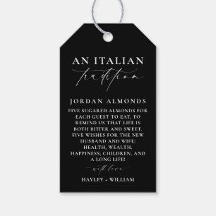 Ellesmere Black Italy Tradition Sugared Almonds Presentetikett