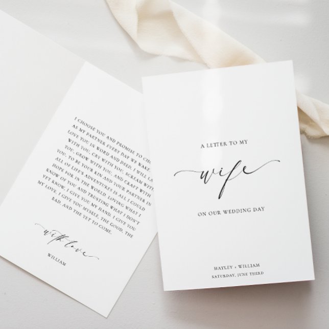 Ellesmere Brev till Bröllopsdagen för min fru Kort (A Letter To My Wife Wedding Day Card Ellesmere)