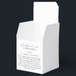 Ellesmere En italiensk tradition 5 sockeralmond Presentaskar<br><div class="desc">Dessa sockeralmondfavorbox för bröllop har en minimalistisk design och ett kalligrafiskt typsnitt. Anpassa taggarna med era namn, rubriken går inte att ändra. För mer avancerad anpassning av denna design, välj bara "Anpassa"-knappen ovan.</div>