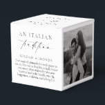 Ellesmere En italiensk tradition 5 sockeralmonds Presentaskar<br><div class="desc">Dessa sockeralmondslådor för bröllopsfavoriter har en minimalistisk design och ett kalligrafiskt huvud. Anpassa lådan med era namn,  det är inte möjligt att redigera det skrivna huvudet. För mer avancerad anpassning av denna design,  välj helt enkelt "Anpassa" knappen ovan.</div>