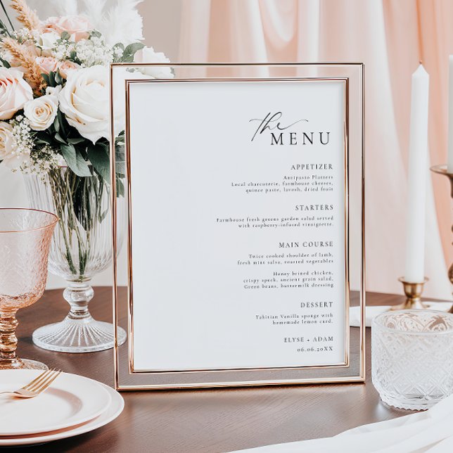 Ellesmere Minimalist Bröllop Menu Poster (Skapare uppladdad)