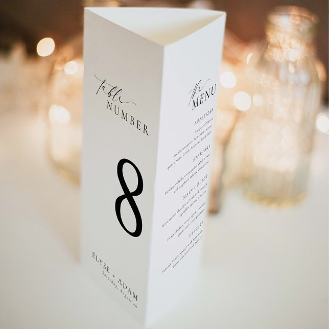 Ellesmere Minimalist Tri-Fold Bröllop Menu Poster (Skapare uppladdad)