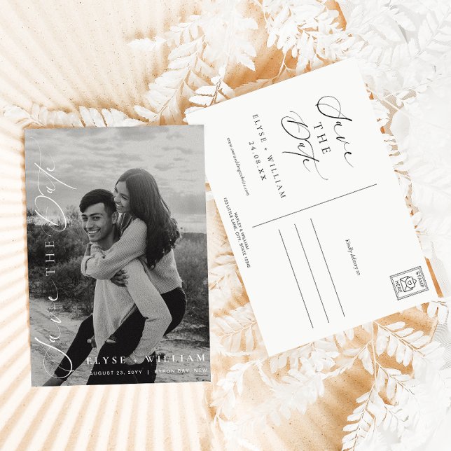 Ellesmere Minimalistisk Foto Spara Datum Postkort Inbjudningar (Save The Date Postcards Ellesmere White )