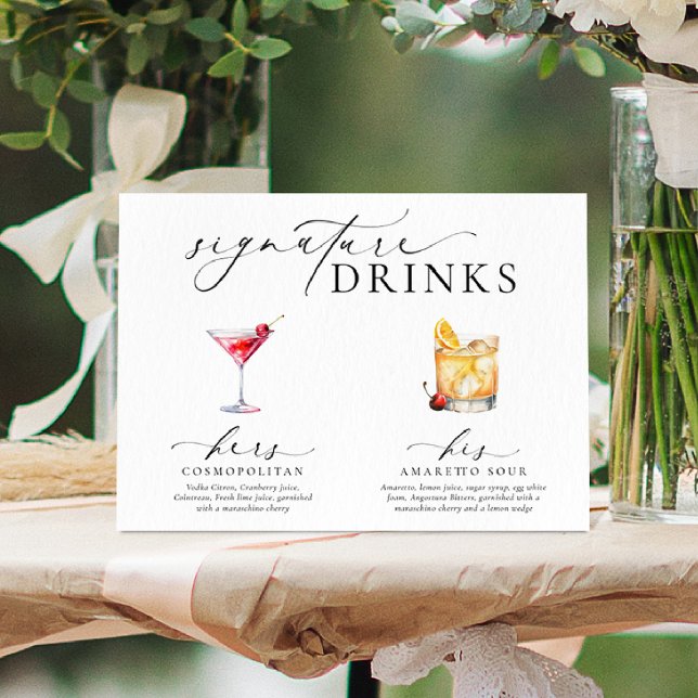 Ellesmere Modern Minimal Namnteckning Drinks-tecke Poster (Skapare uppladdad)