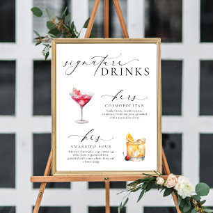 Ellesmere Modern Minimal Namnteckning Drinks-tecke Poster