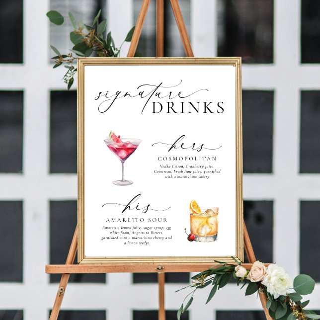 Ellesmere Modern Minimal Namnteckning Drinks-tecke Poster (Skapare uppladdad)