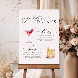 Ellesmere Modern Minimal Namnteckning Drinks-tecke Poster