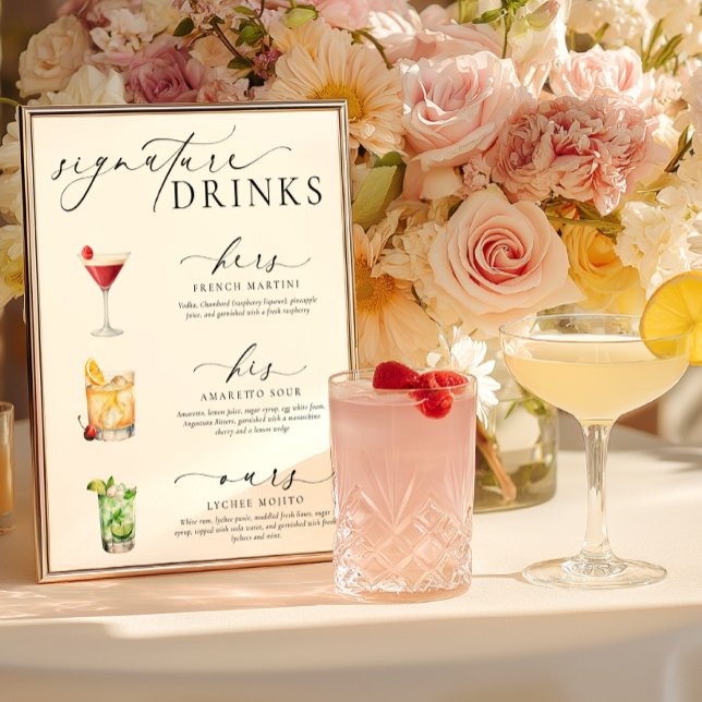 Ellesmere Modern Minimal Namnteckning Drinks-tecke Poster (Skapare uppladdad)