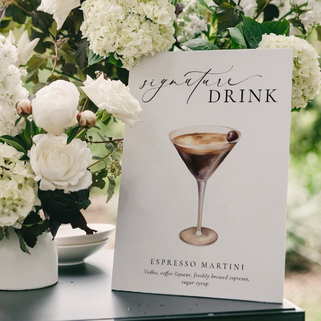 Ellesmere Modern Minimal Signatur Dryckeskylt Poster (Signature Drinks Sign Ellesmere White)