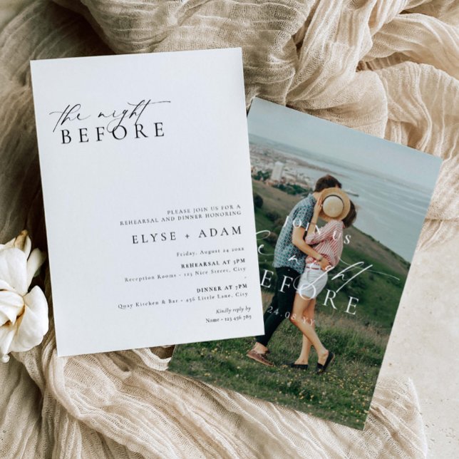 Ellesmere Modern Minimalist Rehearsal Middag Inbjudningar (Teh Night Before Wedding Rehearsal Invitation_Ellesmere)