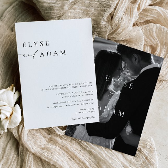 Ellesmere Modern Minimalist Wedding bjudande Inbjudningar (Photo Wedding Invitation Ellesmere Modern Minimalist Wedding)