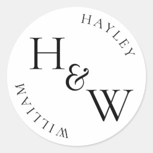 Ellesmere Monogram Wedding Favor Runt Klistermärke