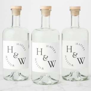 Ellesmere Monogram Wedding Favor Spritflaskor Etikett