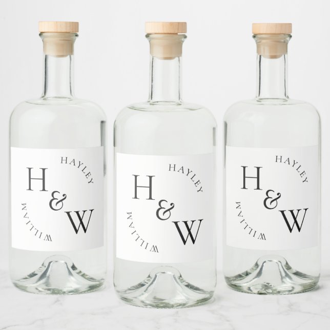 Ellesmere Monogram Wedding Favor Spritflaskor Etikett (Flaskor)