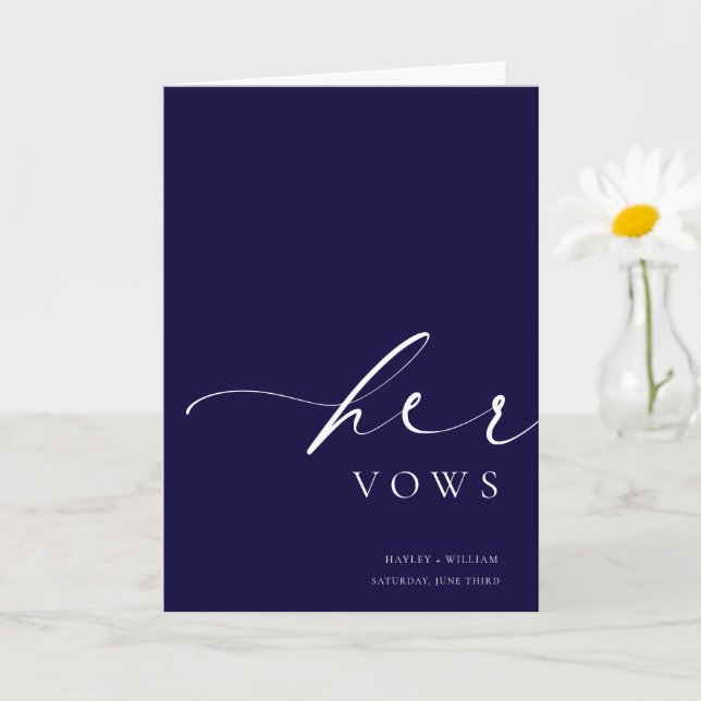 Ellesmere Navy Her Vows Bröllop Card Kort (Liten växt)