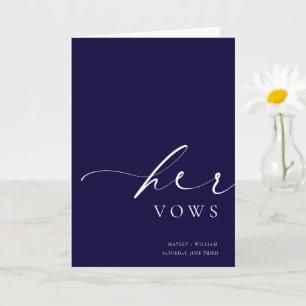 Ellesmere Navy Her Vows Bröllop Card Kort